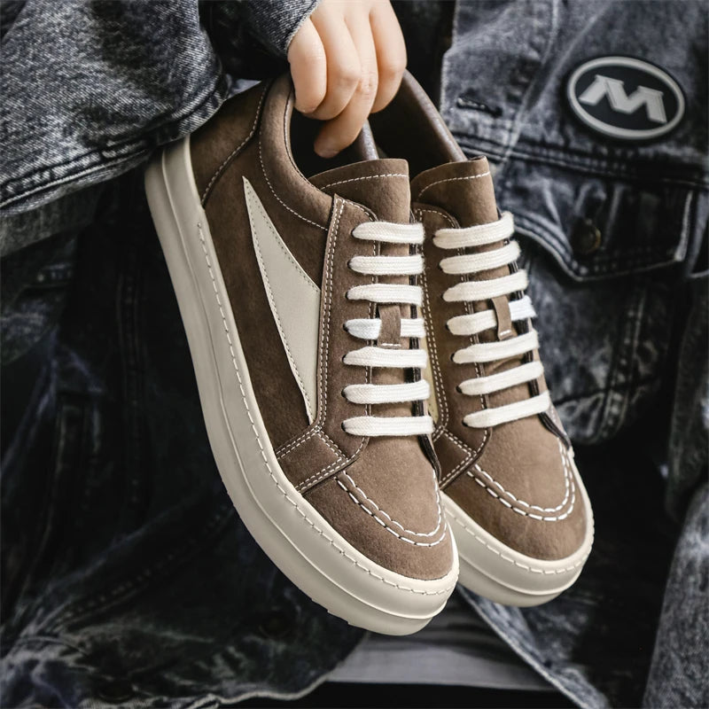 Men's Vulcanized Sneakers - Lace-Up Skateboarding Shoes