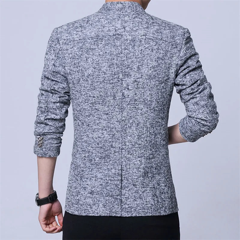 Men Long Sleeve Stand Collar Single Breasted Blazer