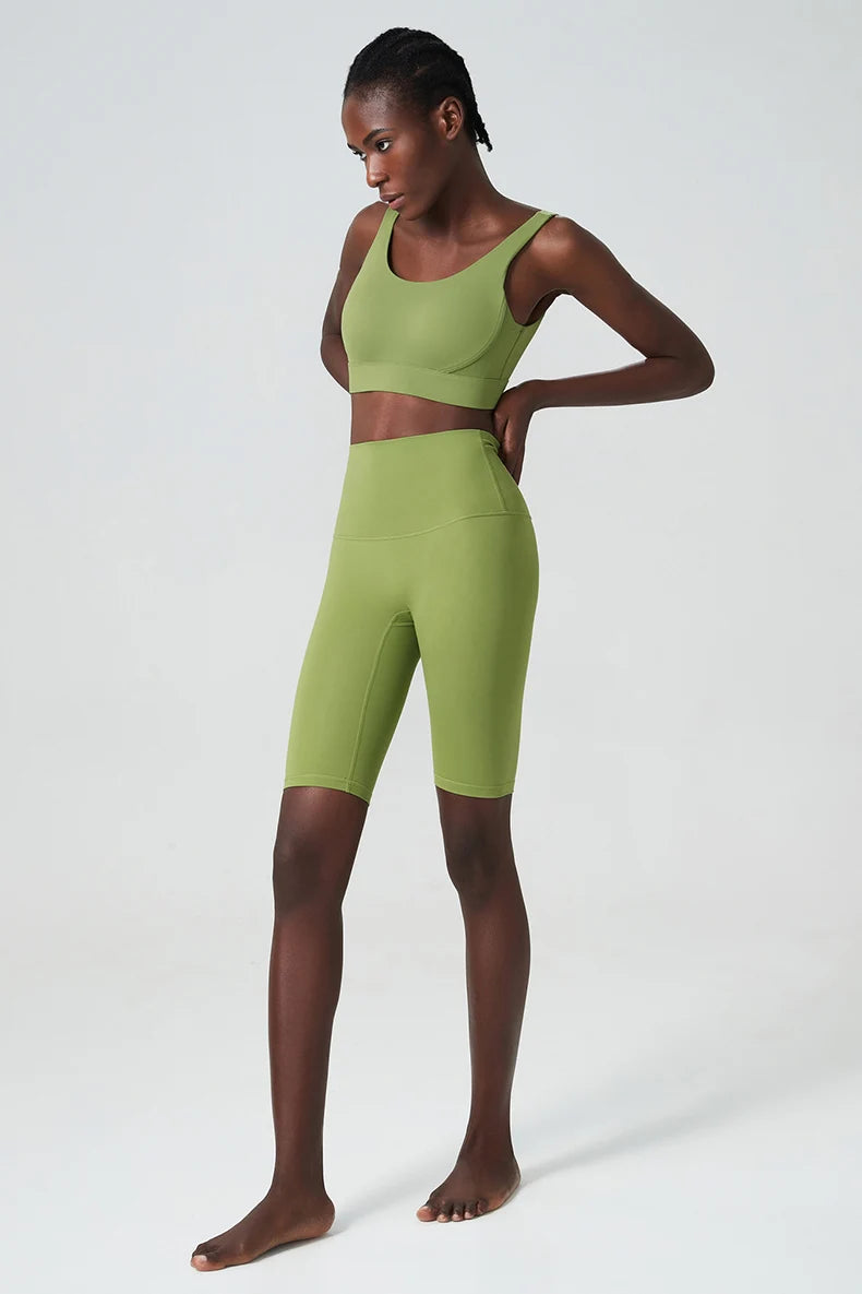 Women's 2-Piece Super Stretch Fitness Set - Short Top & Shorts Yoga Suit