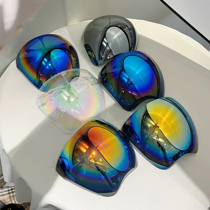 Unisex Huge Goggle Futuristic Mirror  Wrapped Round Anti-UV Sunglasses