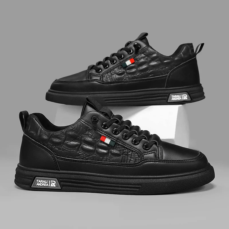 Men's Casual Shoes PU Leather Skateboard Sneakers Breathable Tennis Sports Trainers Sneakers