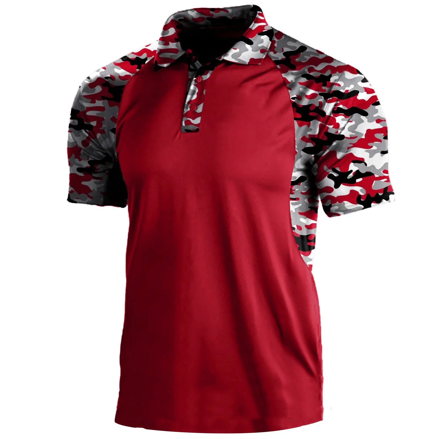 Men's Camouflage Patchwork Polo Shirt - Breathable Sports Top