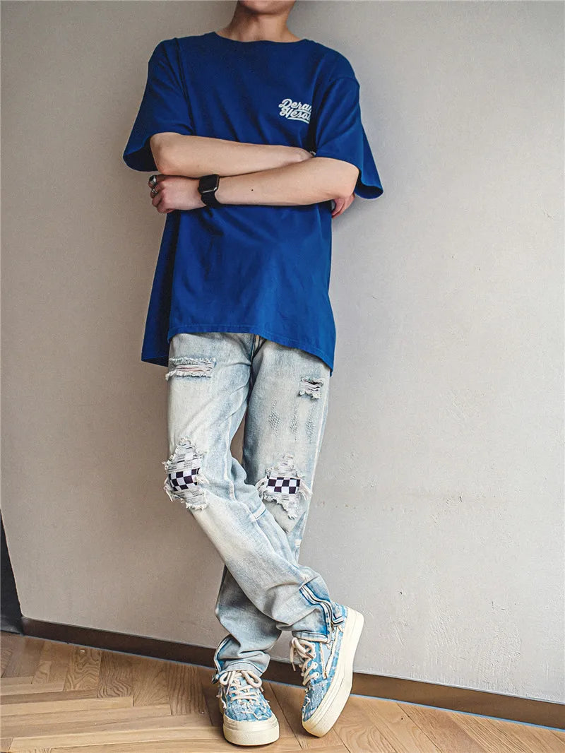 Men's Casual Denim Sneakers - Stars Platform Skateboard Shoes