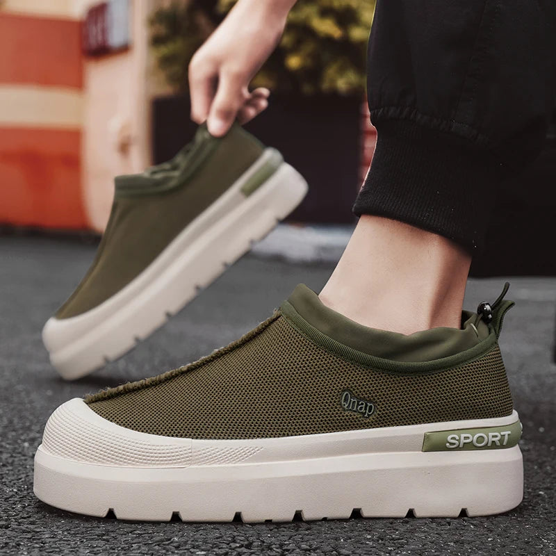 Men's Platform Vulcanized Slip-On Sneakers - Comfortable Running Tennis Shoes