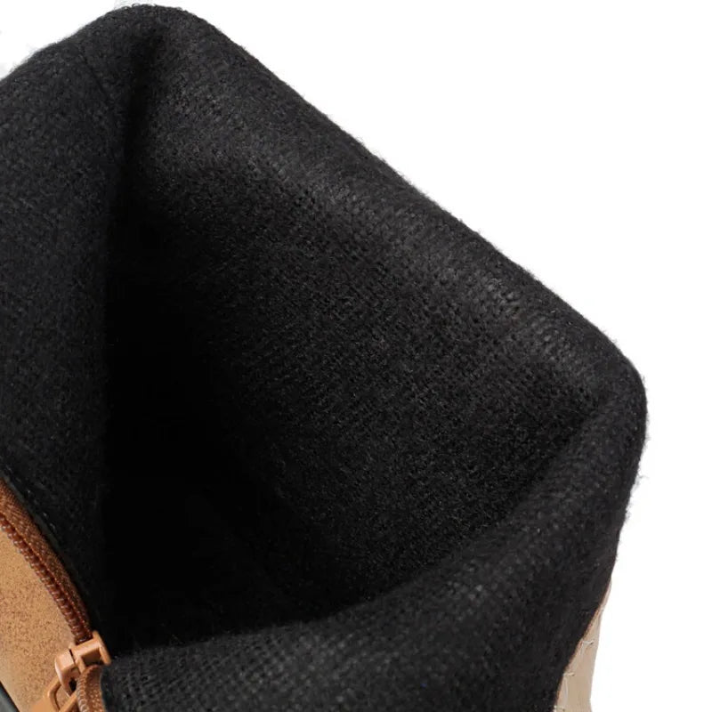 Totem Embroidered Ankle Boots - Pointed Toe Chelsea Boots with 6cm Wedge Heel