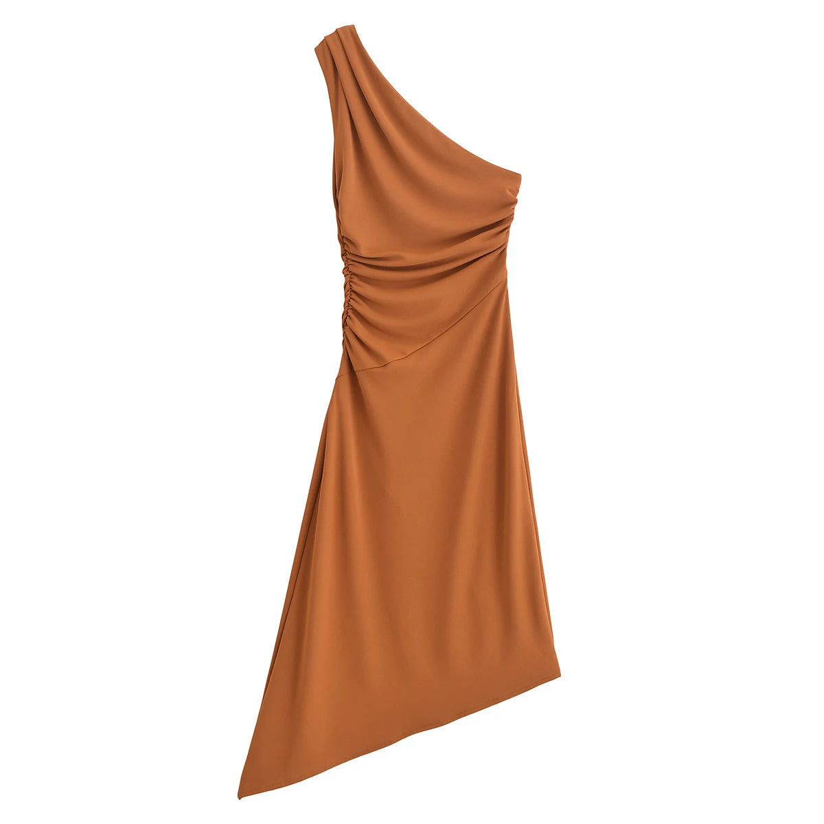 Women's Summer Pleated Temperament Slim Fit Zipper Decoration Asymmetrical Dress