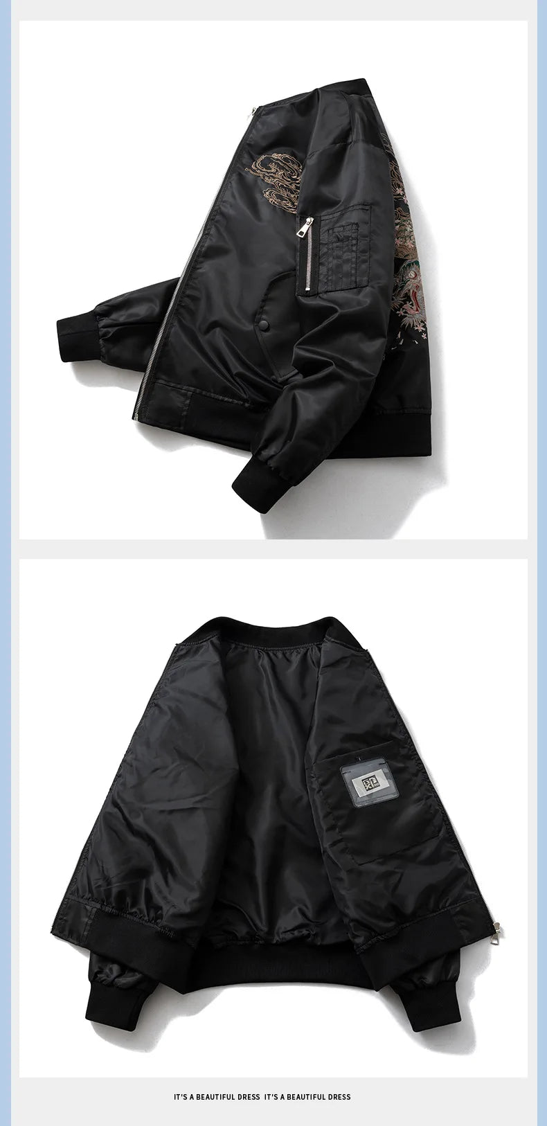 Men's Vintage Embroidered MA-1 Bomber Jacket - Air Force Style