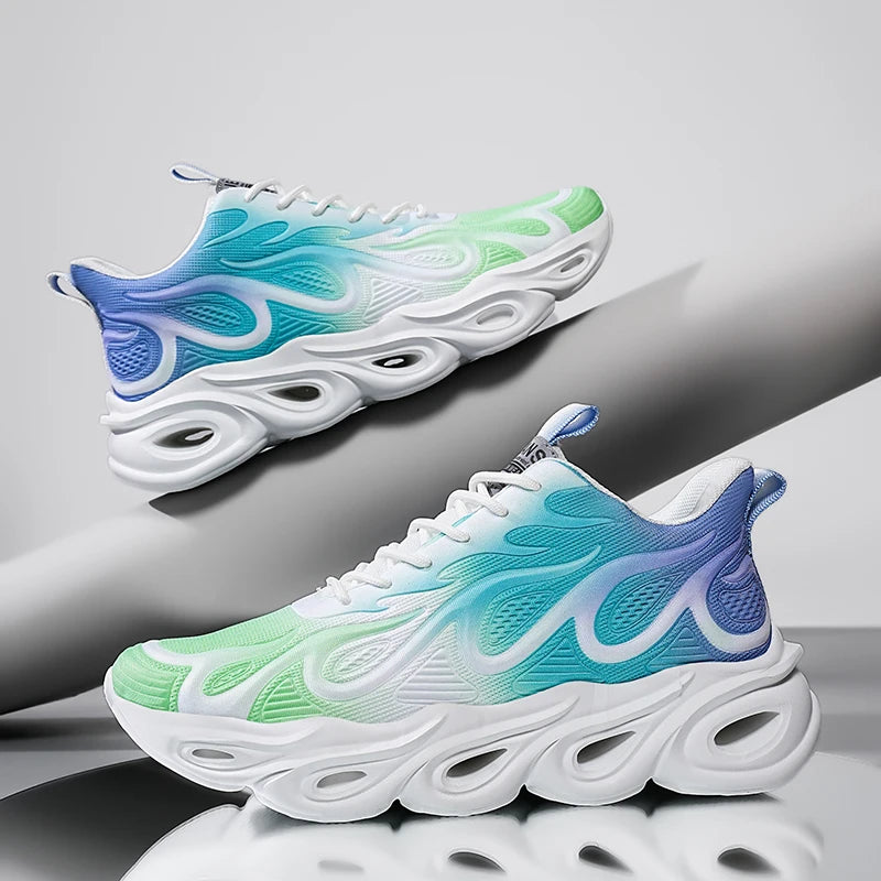 Men's Casual Sneakers Breathable Sports Light Running Tennis Sneaker Lace Up Platform Trainers Shoes