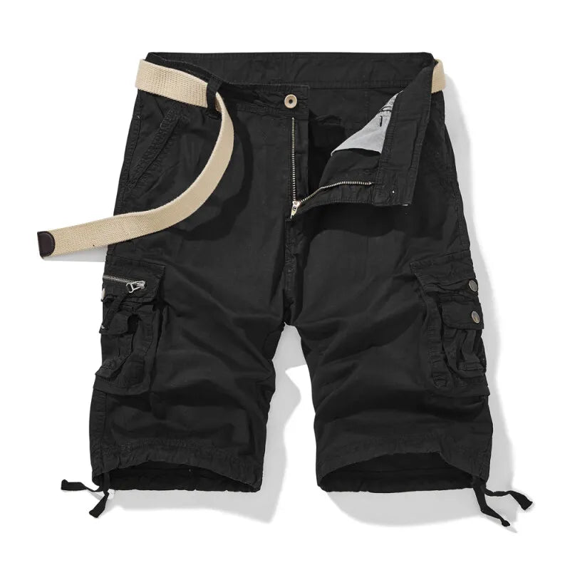 Men's Cotton Cargo Shorts - Multi Pocket Hiking Knee Length Shorts
