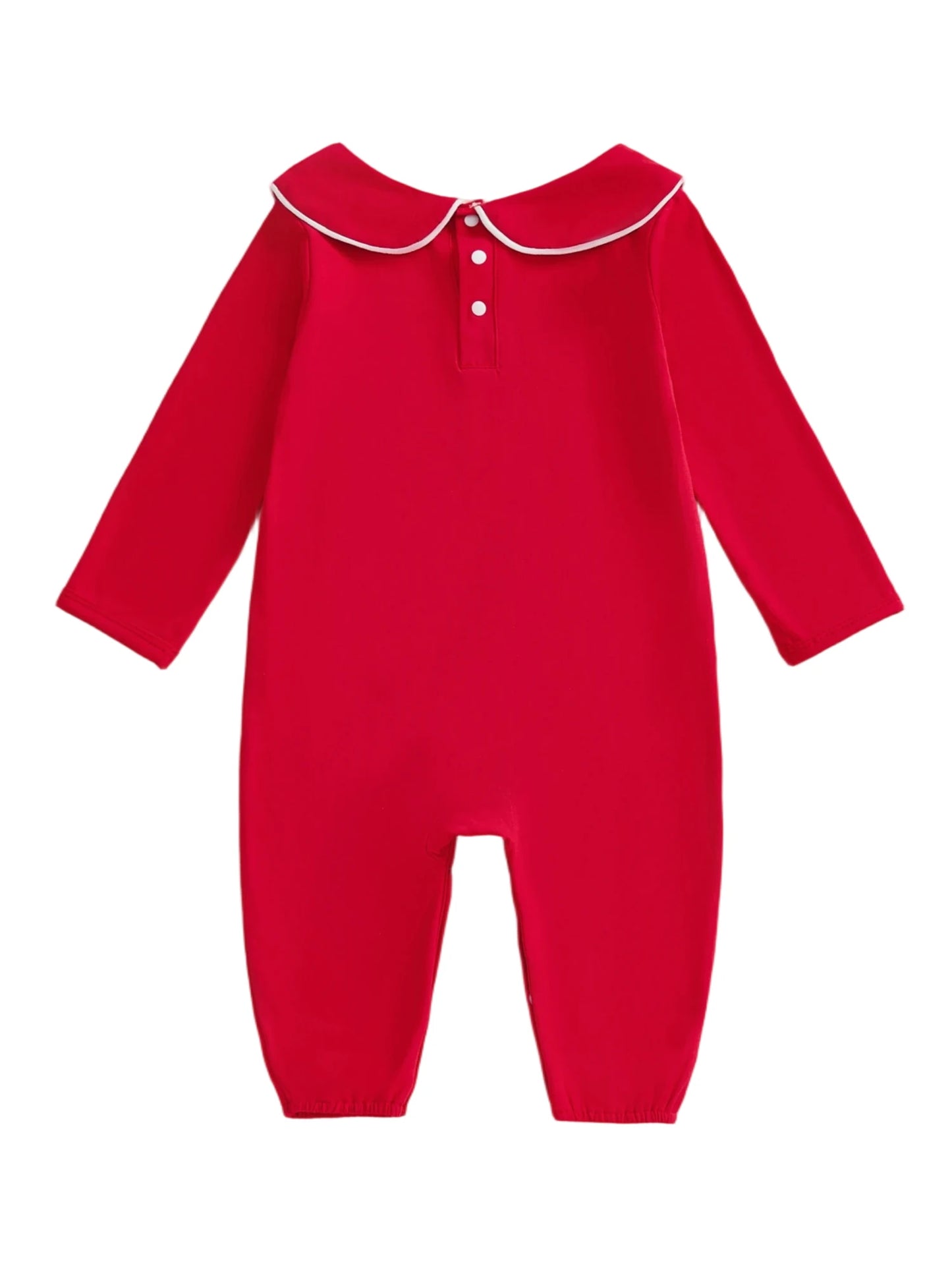 Baby Girls Boys Autumn Winter Long Sleeve Doll Collar Snap Closure Romper Jumpsuit