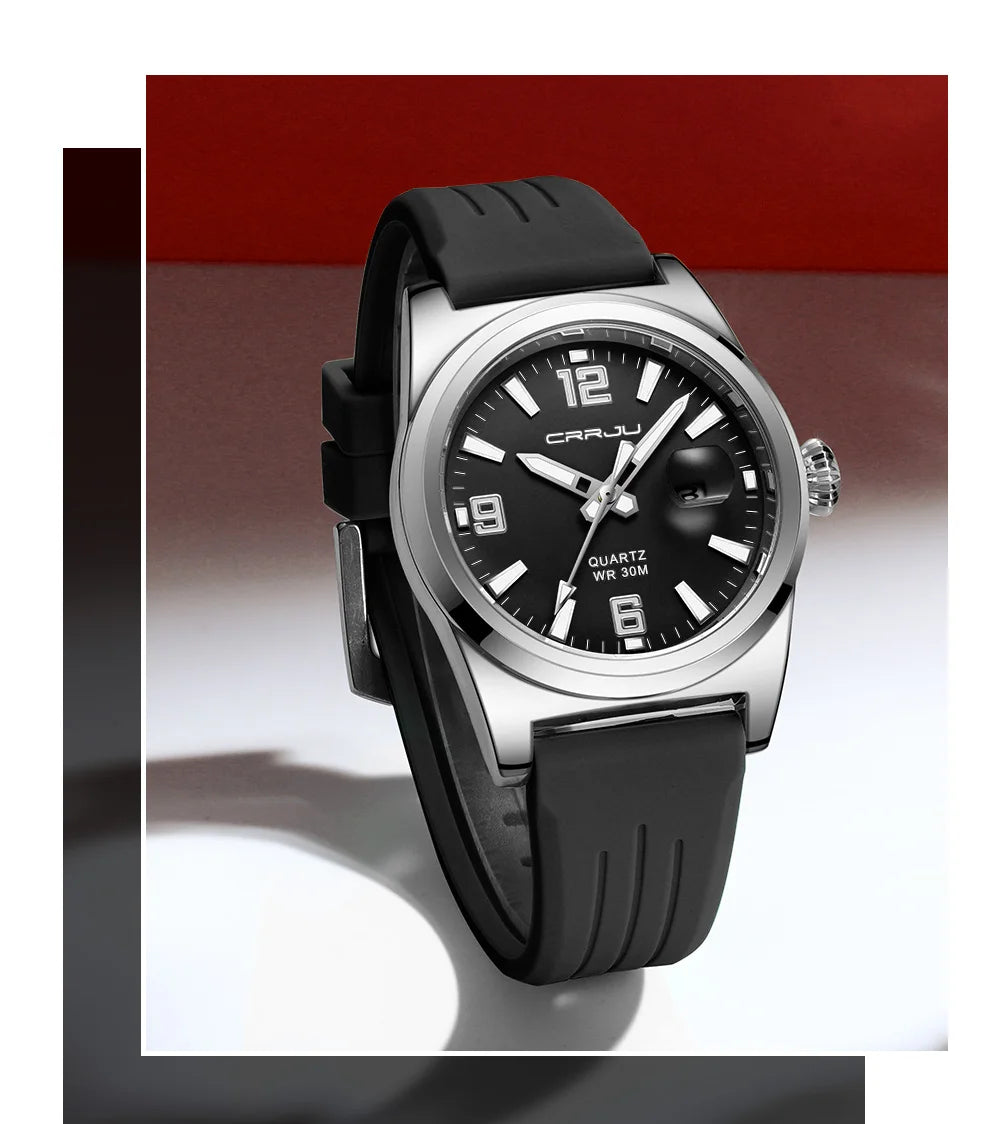 Casual Quartz Wristwatch - Waterproof Sport Watch with Silicone Strap & Luminous Display