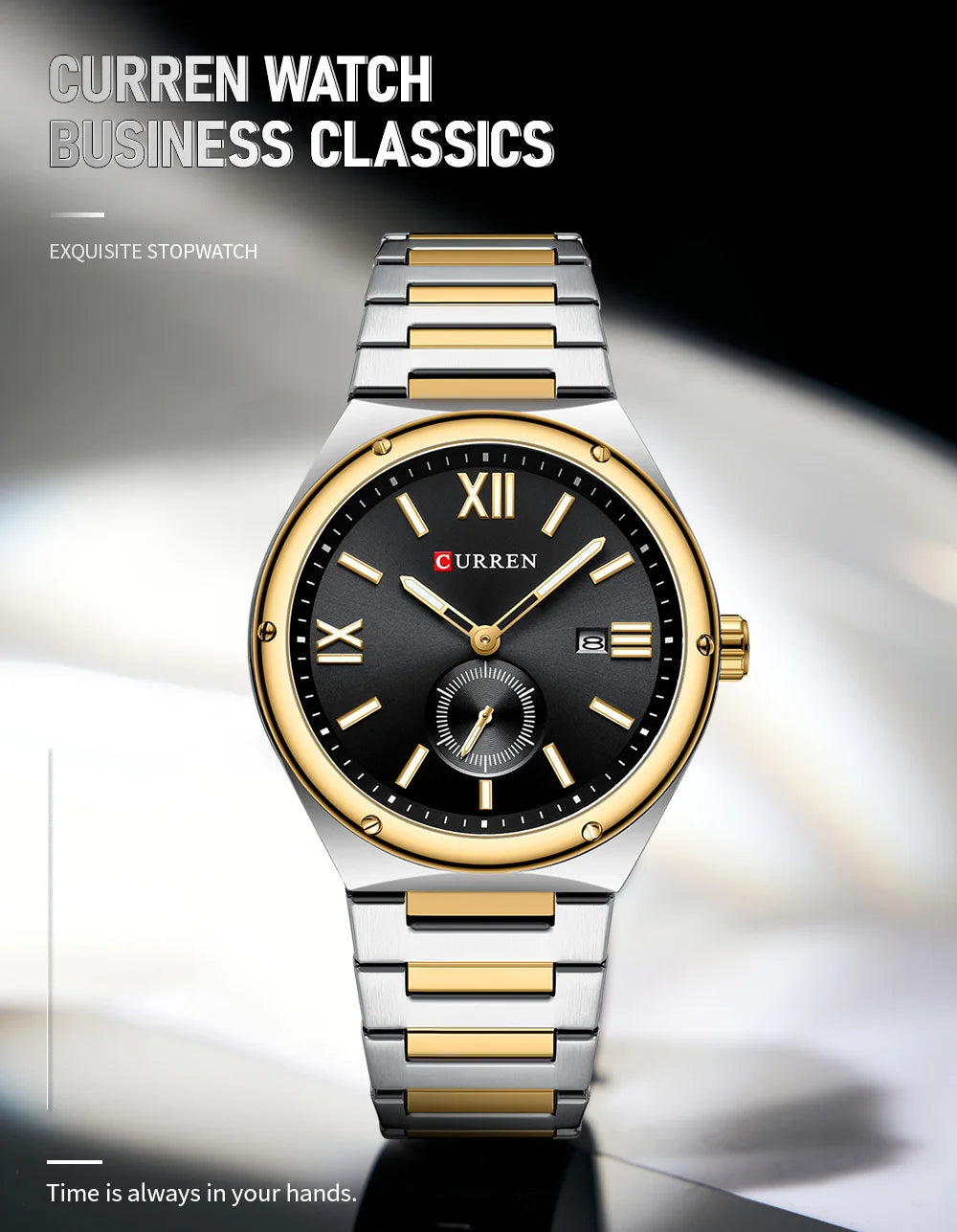 Premium Waterproof Business Watch - Luminous Date Display Stainless Steel Square Quartz