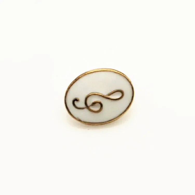 Music Notation Enamel Brooch - Violin Guitar Piano Beaded Flower Pin