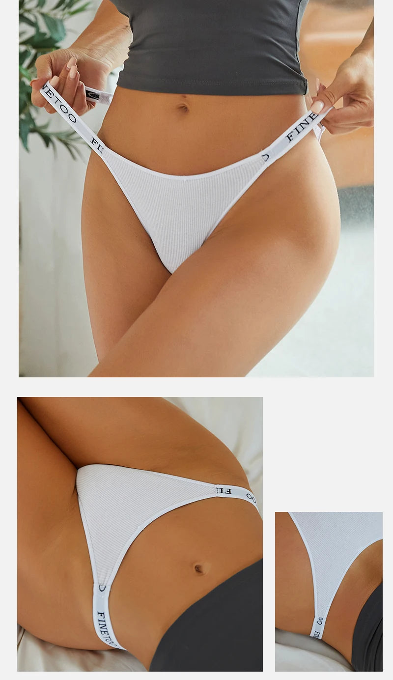 3Pcs Low-Rise Cotton Panties Bikini Underwear Letter Belt Underpants Comfortable Briefs Lingerie