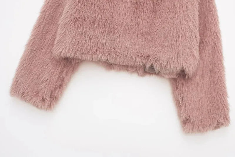 Women's Faux Fur Long Sleeve Cardigan Coat Jacket