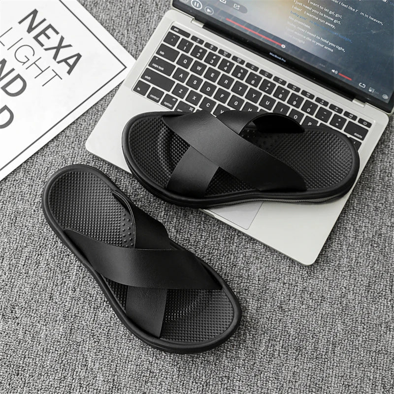 Men's Summer Slides Crossover Slippers Sandals