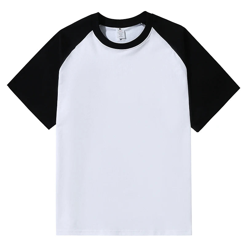 Summer Short Sleeve Patchwork Cotton O-Neck T-Shirt for Men