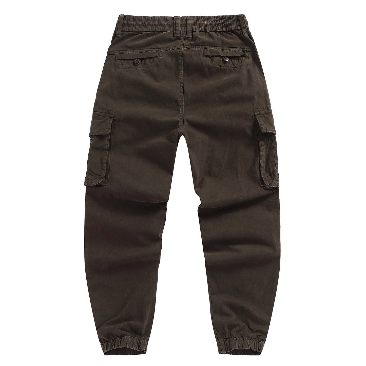 Men's Cotton Cargo Pants - Elastic Waist Multi-Pocket Joggers