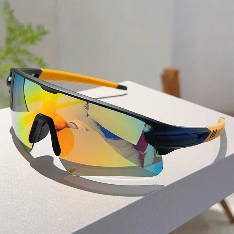 Men's Sports Goggle  Semi Rimless Mirror Outdoor Cycling Sunglasses Wrapped Round Windproof Shades for Fishing