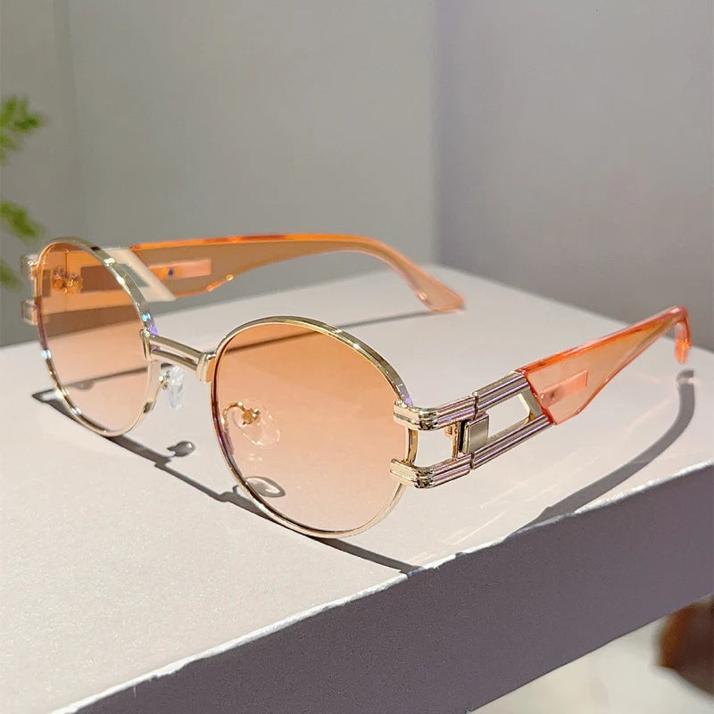 Unisex Vintege Oval Gradient Casual Sunglasses