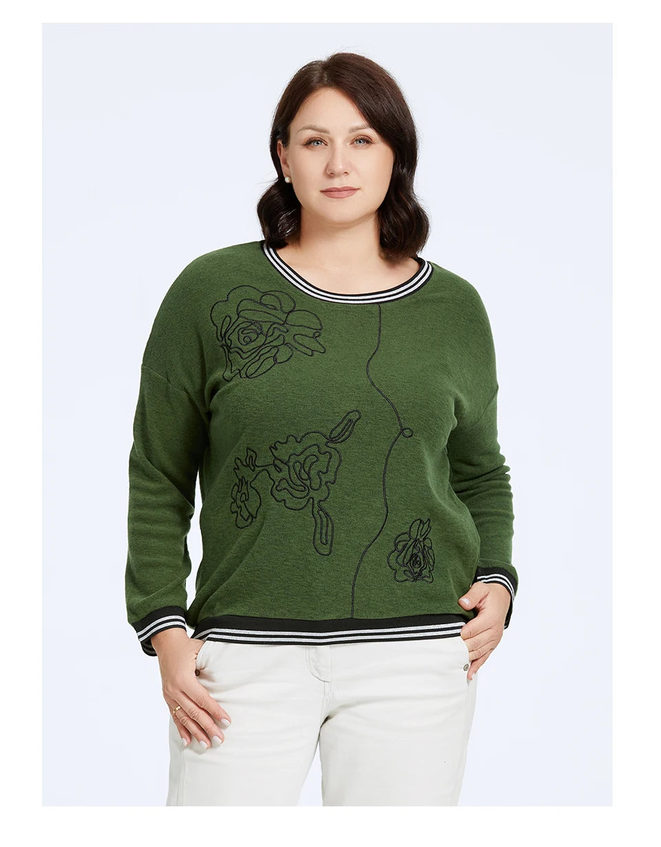 Women's Oversized Flower Embroidery Knitted Jumper