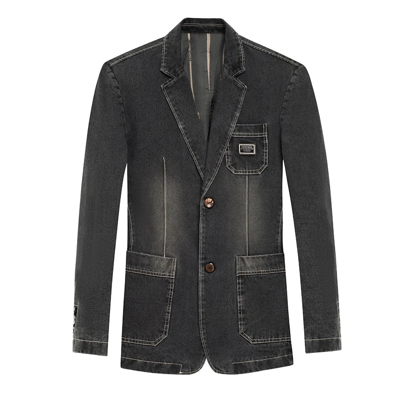 Men Denim Blazer Coat Jacket Coat