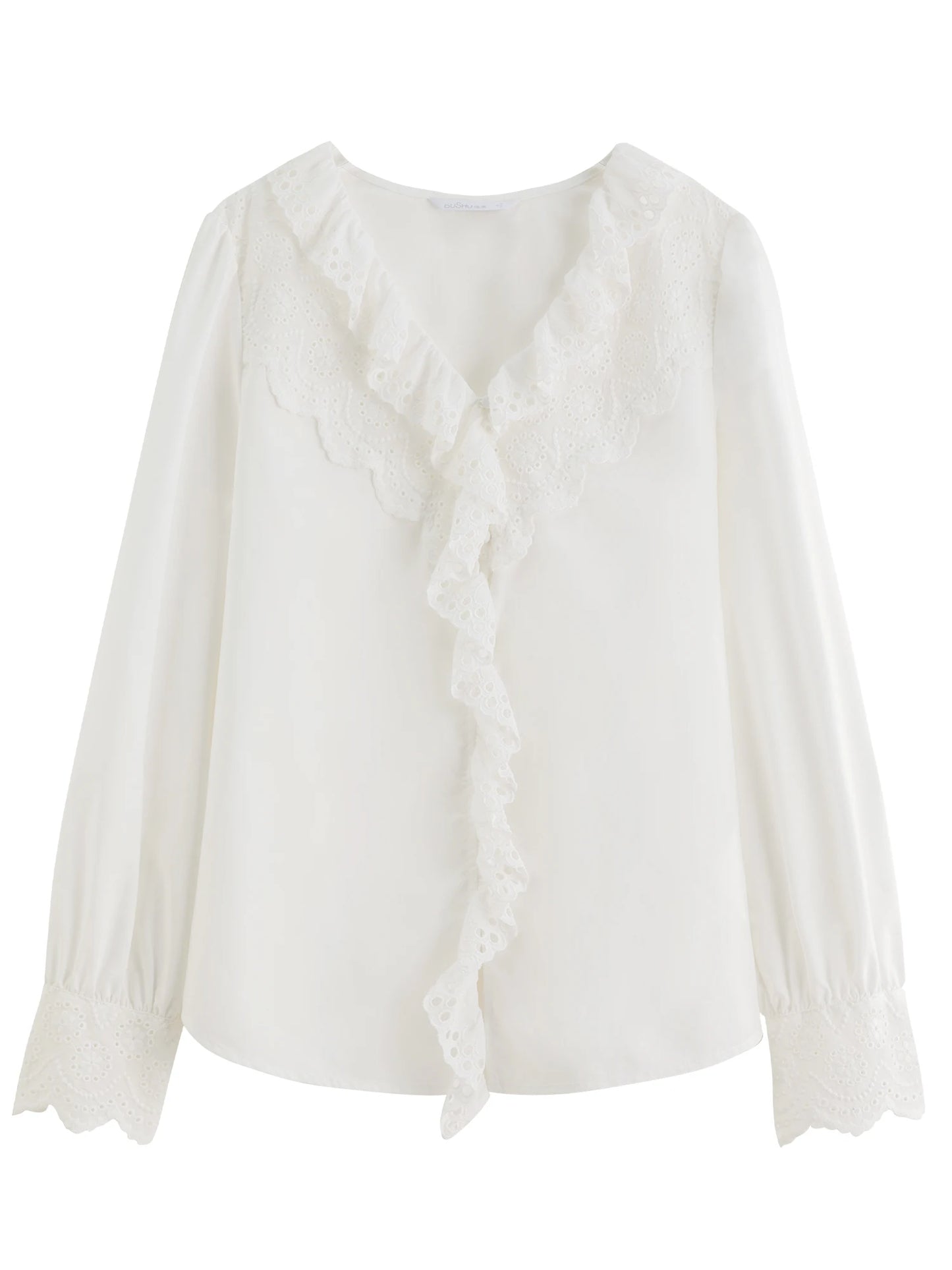 Lace Hollow-Out White Shirt