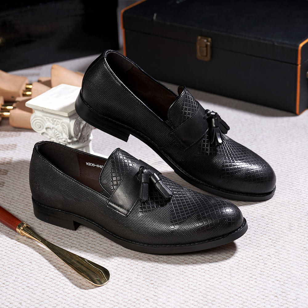Men's Tassel Genuine Leather Slip on Daily Casual  Handmade Office Wedding Loafer Shoes