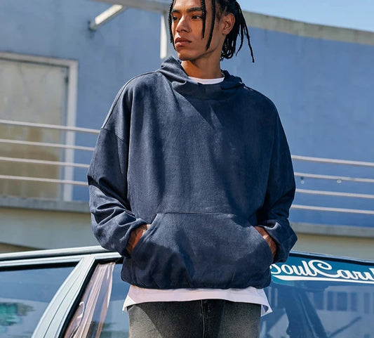 Men's Streetwear Drop Shoulder Hoodie - Hip Hop Oversized Hooded Sweatshirt