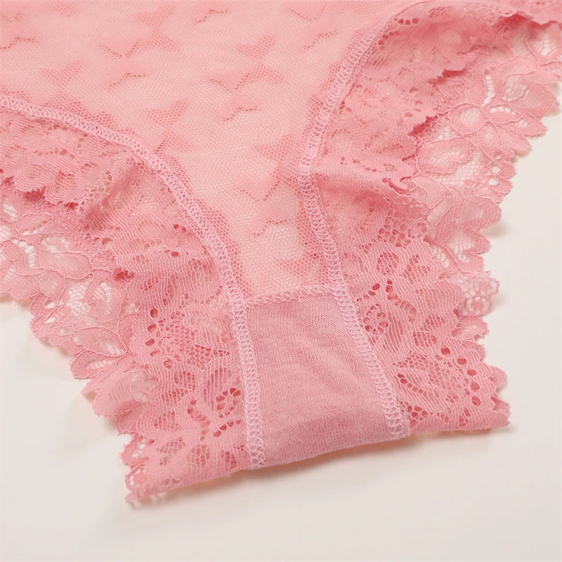 Women's Lace Underwear 3-Piece Set - Floral Hollow Out Briefs