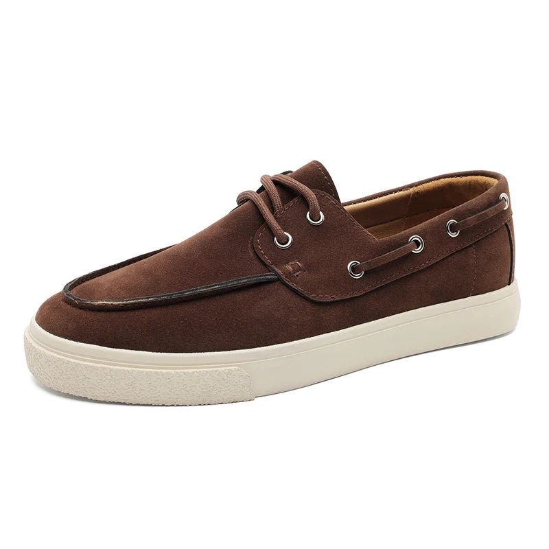 Slip-On Leather Sneakers - Men's Breathable Skateboard & Tennis Loafers