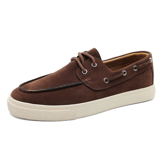 Slip-On Leather Sneakers - Men's Breathable Skateboard & Tennis Loafers