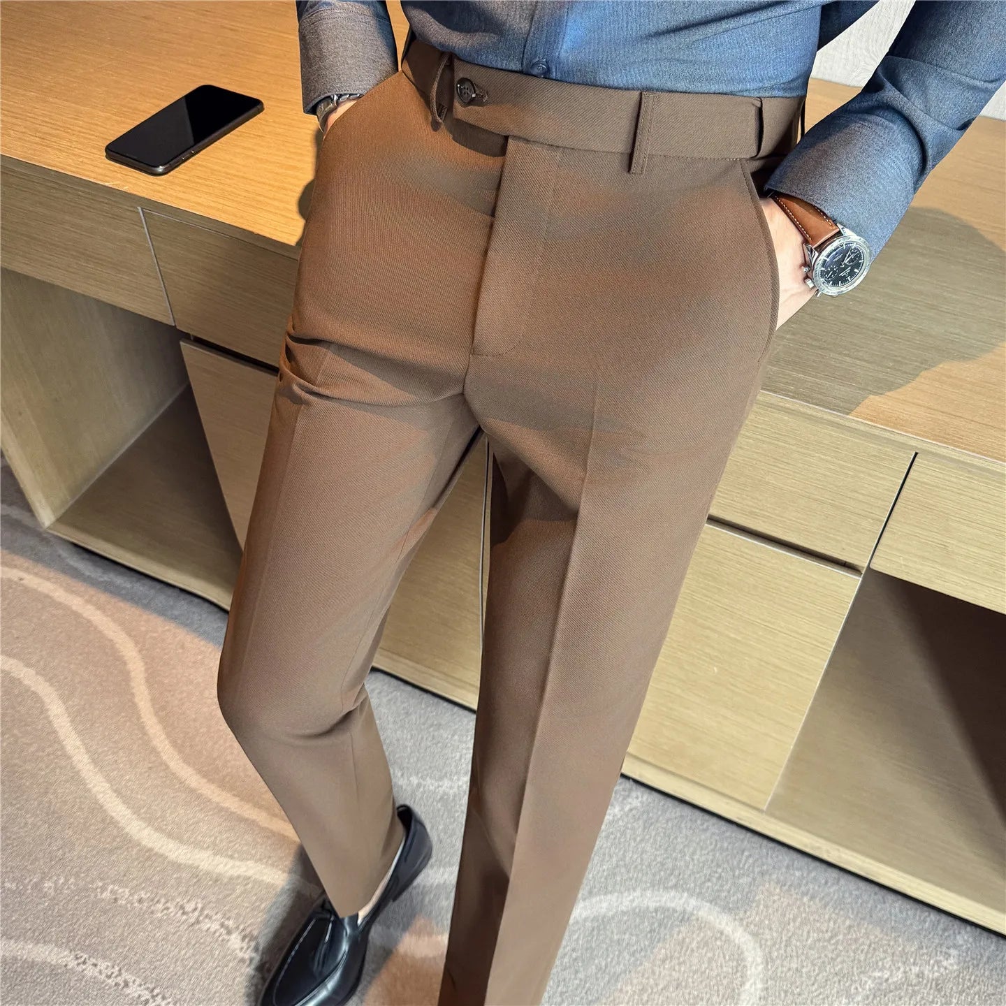 Men's Slim Fit Wrinkle-Free Suit Trousers