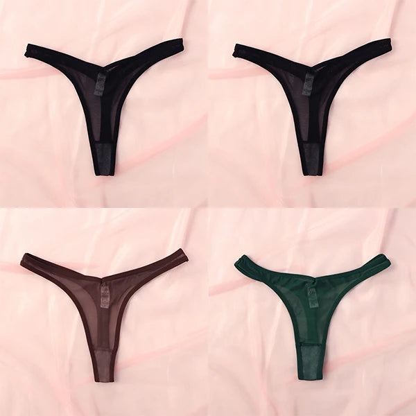 4 PCS Lot Women's Mesh Thongs See Through T-back G-String