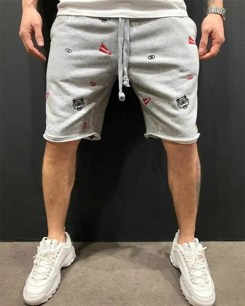 Men's Relaxed Fit Breeches Bermuda Embroidery Shorts