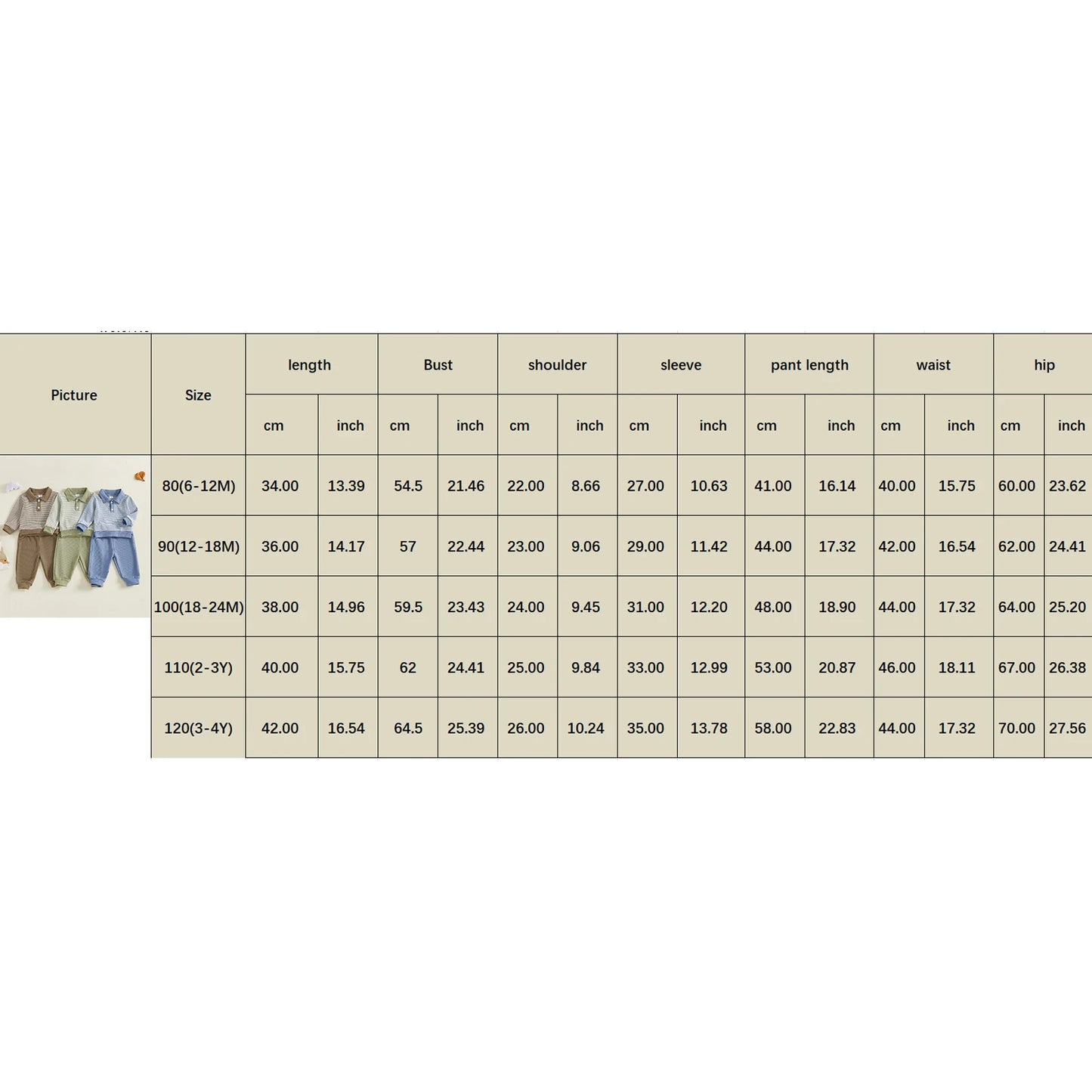 Baby Boys Striped Outfit Set - Long Sleeve Lapel Top with Pants (0-4Y)