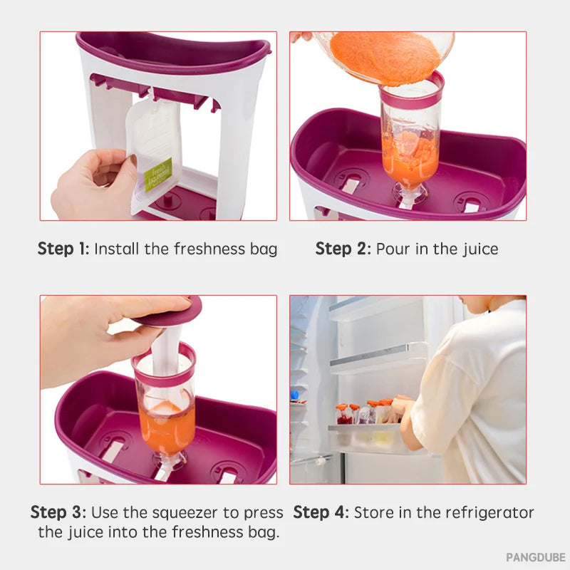 Baby Food Squeeze Station with 10 Pouches - Weaning Food Dispenser