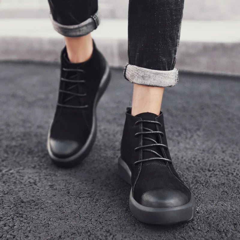Men's Leather Ankle Boots - Lace-Up Work & Business Boots
