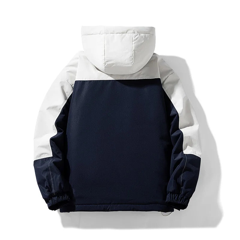 Fleece Hooded Patchwork Parka Jacket