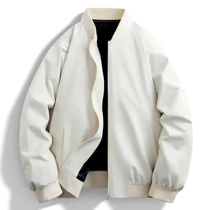 Men's Windproof Bomber Jacket - Stand Collar Baseball Outerwear Coat