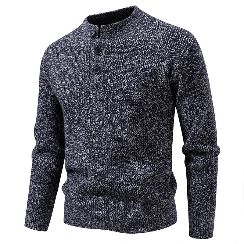 Men's Button Stand Collar Knitted Sweater