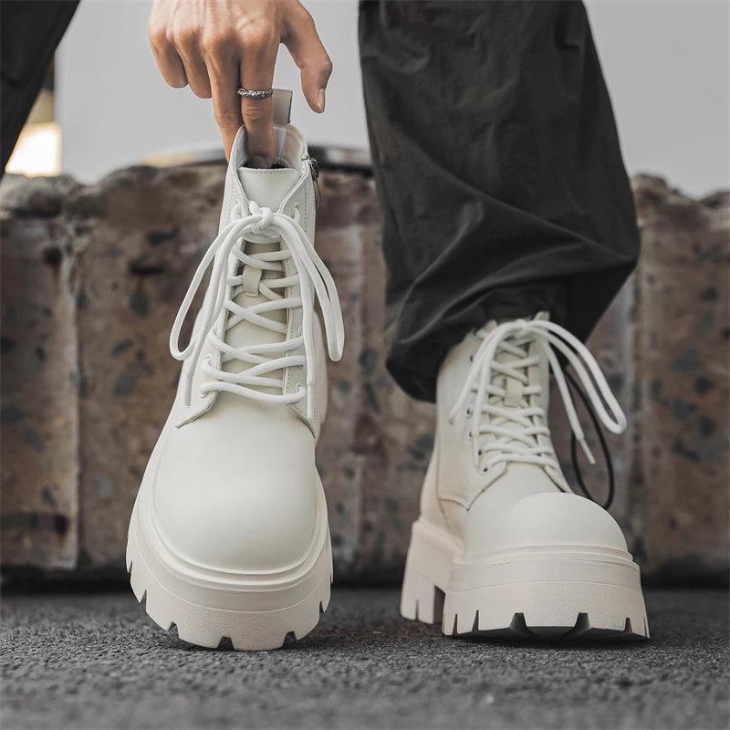 Men’s Platform Lace Up Plush Chunky High Top Ankle Boots
