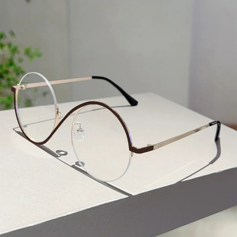 Women's Semi-Rimless Round Frame Fashion Eye Glasses
