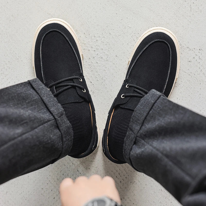 Slip-On Leather Sneakers - Men's Breathable Skateboard & Tennis Loafers