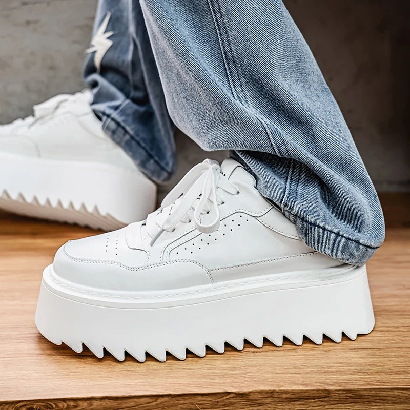 Men's Platform Skateboard Vulcanized Lace Up Sneakers