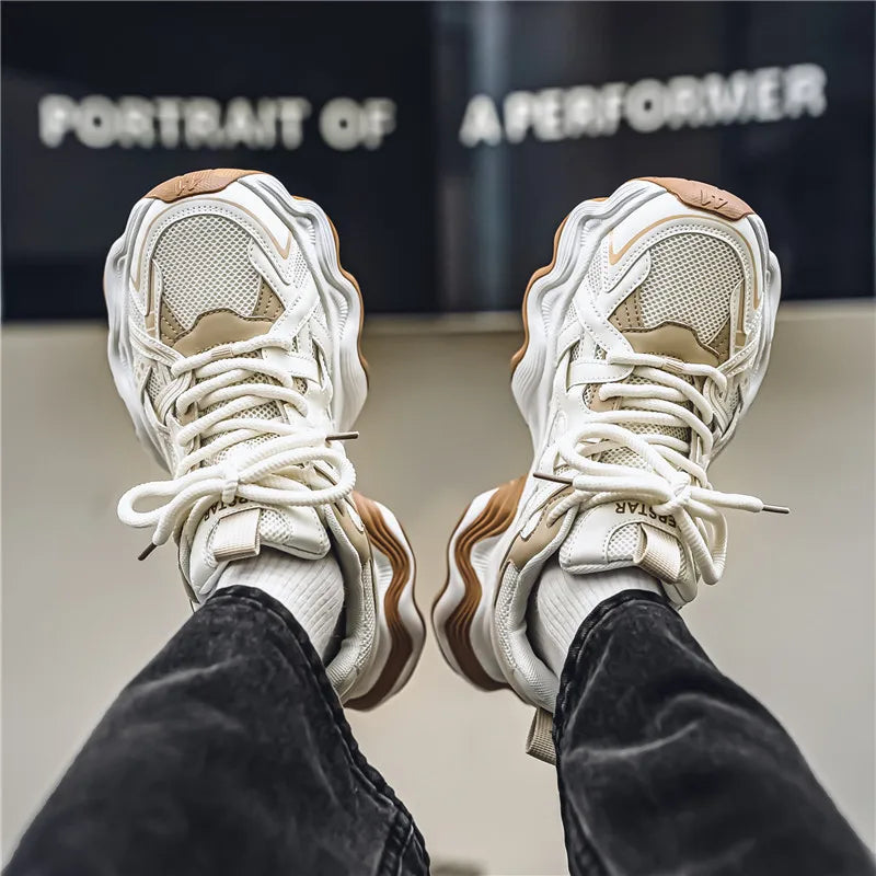 Men's Casual Platform Breathable Sports Shoes Lace Up Sneakers