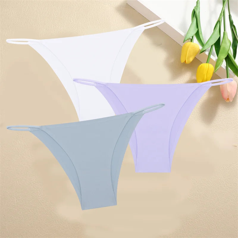 3-Pack Seamless Low Waist Bikini Briefs - Comfortable Stretch Underwear