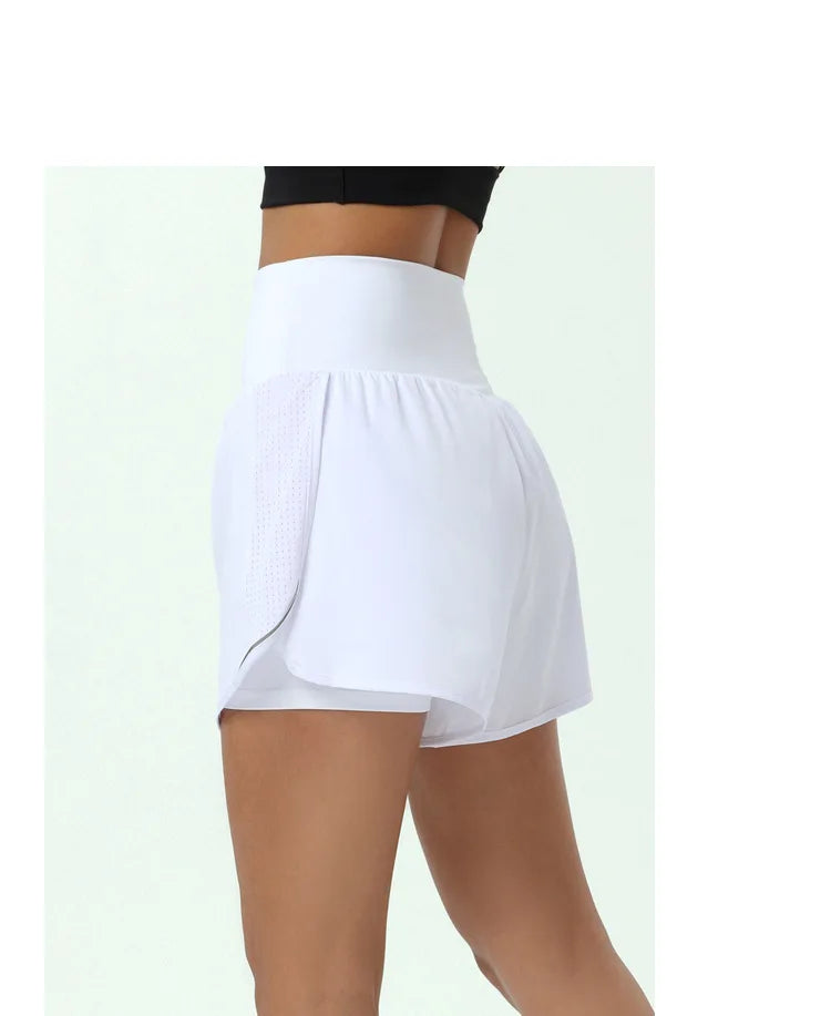 Women's High Waist 2 In 1 Running Breathable Quick Dry Pocket Fitness Gym Sportswear Shorts