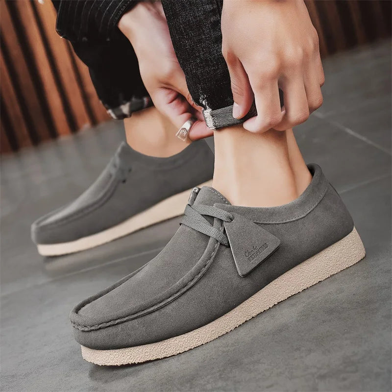 Men's Casual Suede Slip On Comfortable  Platform British Shoes