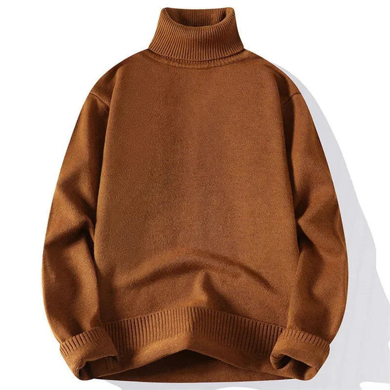 Men's Turtleneck Knitted Sweater - Slim Fit Pullover